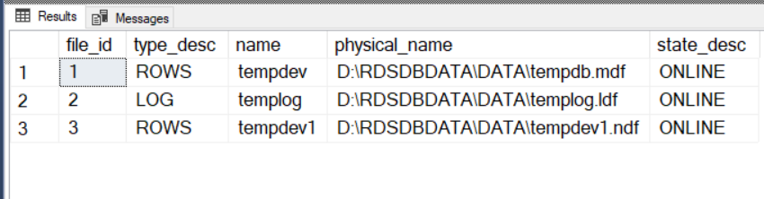 Database Files After