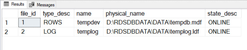 Database Files Before